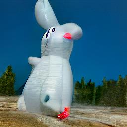 generated: an inflatable rabbit held up in the air by the geyser Old Faithful #7